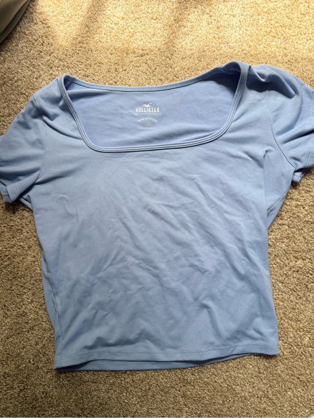Hollister Women's Light Blue Square Neck Crop Top